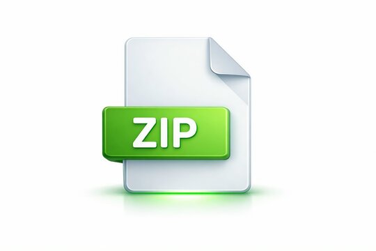 Modern green zip file folder icon on clean background