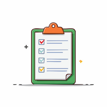 Clipboard with checklist and checkboxes