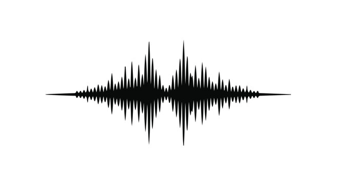 Sound wave visualization depicts rhythmic audio frequencies on a clean white background suitable for digital media projects.