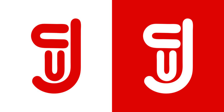 JANU logo design, Stylized letter J logo design on white and red background for corporate branding and identity