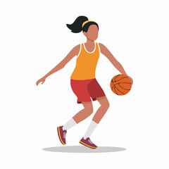 Naklejka premium Woman playing basketball in flat design style