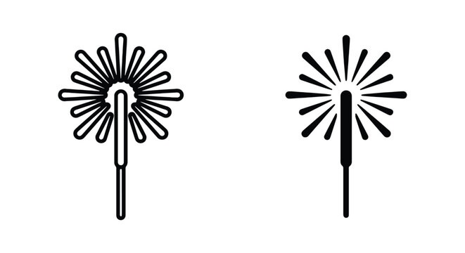 Sparkler icon set, firework stick symbol, vector illustration