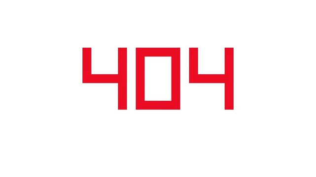 Digital 404 Error Not Found message pixel art animation on white background