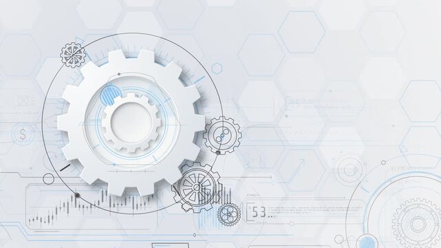 White gears working on an abstract technological background