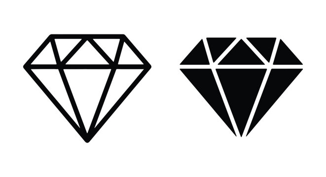 Diamond icon set, vector illustration of gemstone symbol