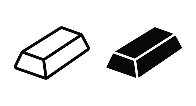 Gold bar icon, vector illustration of a metal ingot, financial symbol of wealth and investment