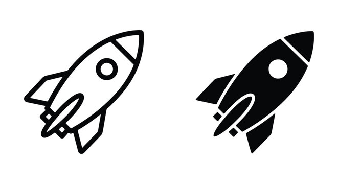 Rocket icon set, space ship launch symbol, vector illustration