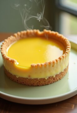 Bright Key Lime Pie on Pastel Plate Elegant Minimalistic Visual with Classic Graham Crust
