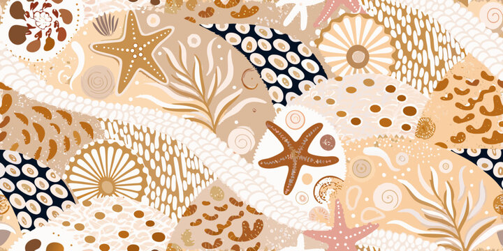 Seashell pattern a decorative beach themed vector illustration