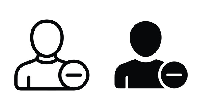 Remove user icon, delete contact sign, vector illustration, flat style