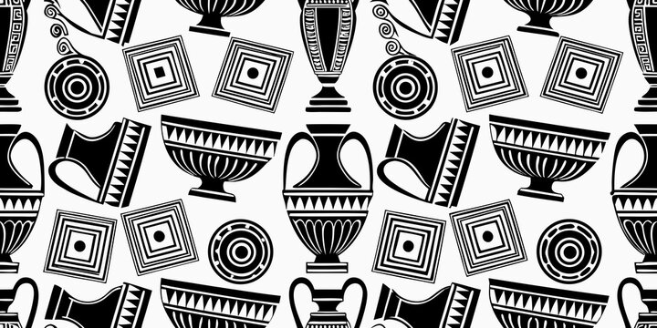 greek pottery pattern a seamless black and white decorative design