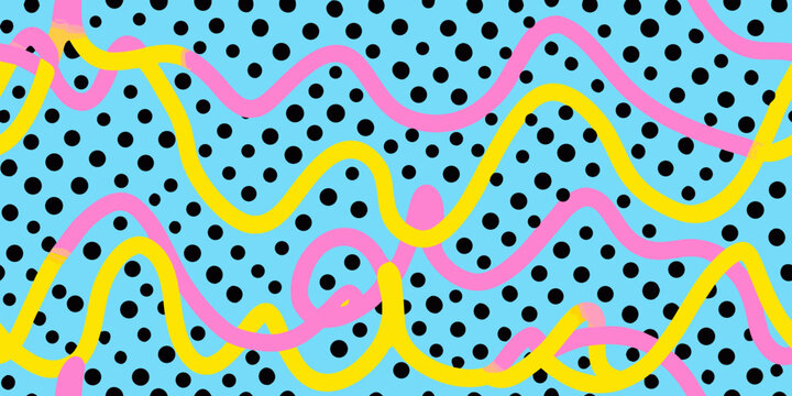 Abstract wavy pattern with polka dots in a pop art style