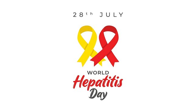World hepatitis day 28th july awareness vector illustration with yellow and red ribbons isolated on white background