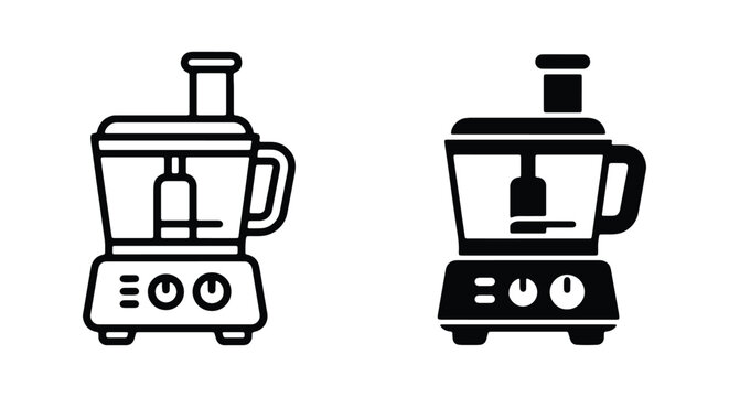 Food processor icon set, kitchen appliance vector illustration