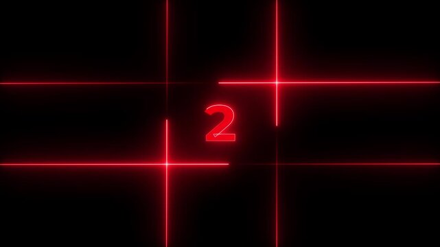 5 to 0 second modern digital countdown timer neon light style on black background, 5 seconds simple countdown timer.