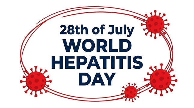 28th of july world hepatitis day awareness banner with red virus icons