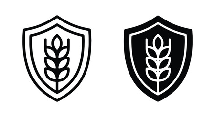 Obraz premium Wheat shield icon set, gluten free food protection symbol, vector illustration