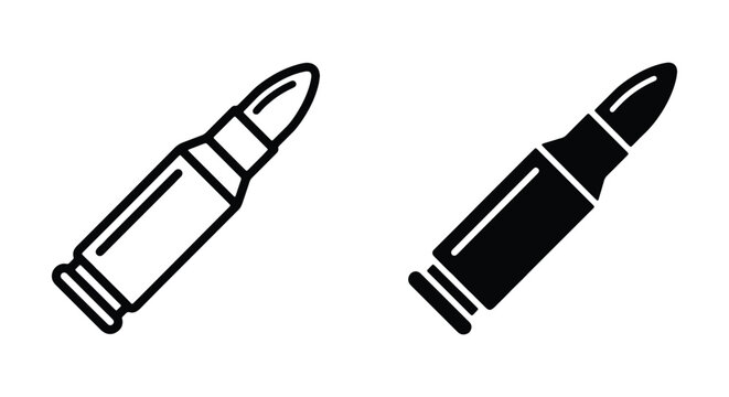 Bullet icon set, vector illustration of ammunition, firearm cartridge symbols