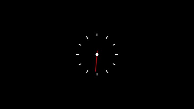 Vintage Clock Animation Loop, Minimalist clock icon with white hands and markers