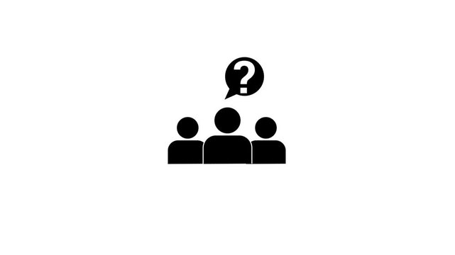 Communication concept with glowing neon lines showing question and answer between two people icons symbolizing on white background