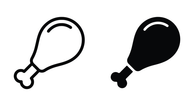 Set of chicken leg icons, drumstick vector illustration