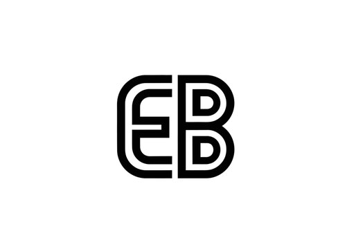 Minimalist black double line monogram logo of letters EB