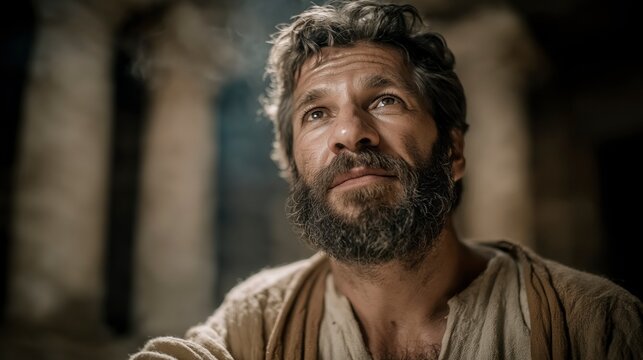 Isaiah stands in the Temple bathed in divine light, receiving God&rsquo;s revelation with humble awe, portraying a life devoted to truth, holiness, and faithful obedience.
