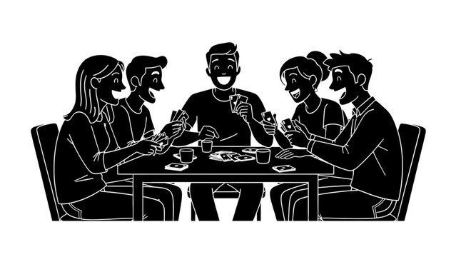 Black and white illustration of people dining, restaurant table scene, meal time gathering, social eating vector