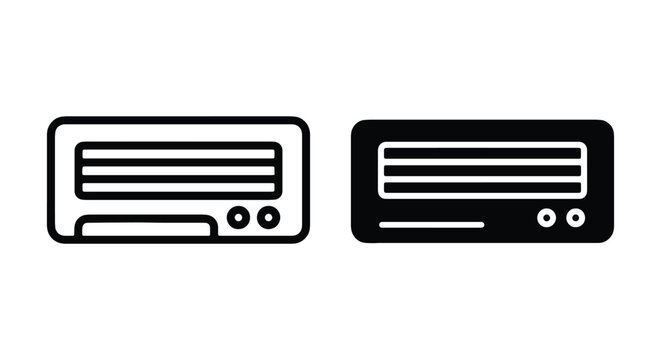 Air conditioner icon set, split system vector illustration, wall mounted cooling unit symbol