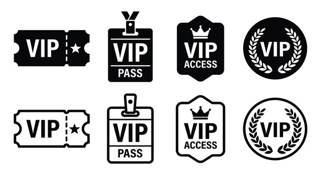 Vip Pass And Access Badges In Black Silhouette