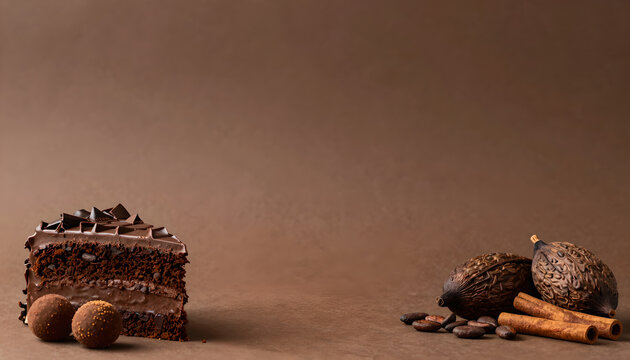 Chocolate Cake and Cocoa Elements: World Chocolate Day Background