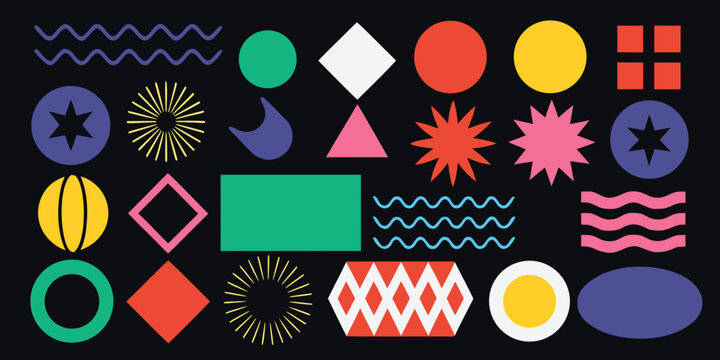 geometric shapes memphis style colorful pattern triangle