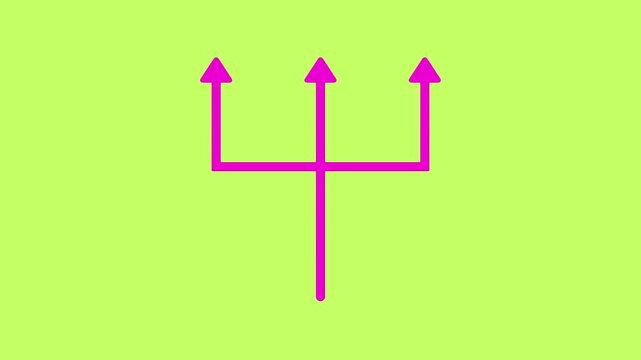 Video animation symbol trident arrow draw contour fill 4K stock video Aiming, Pointing, Number 3, Three Objects, Motion