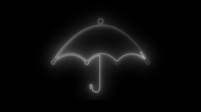 Glowing neon umbrella illuminated against a dark background showing futuristic and modern aesthetics.
