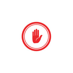 Obraz premium Stop hand gesture sign for public prohibition.