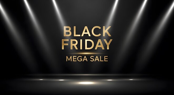 Black friday mega sale banner with spotlight effect