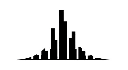 Obraz premium Minimal black silhouette icon, simple flat vector, bold black shape, no, no shading minimalist city skyline silhouette icon vector illustration on a, flat icon style