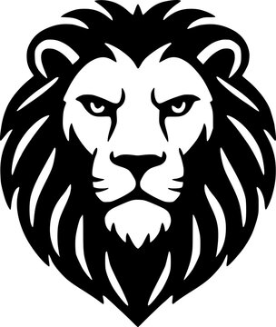 Lion Head Stencil Vector SVG, Strong Animal Silhouette. Bold clean design with 1.5&ndash;2mm thick lines, wide spacing, fully closed paths, solid black on white. Perfect for Cricut, Silhouette, crafts, deco