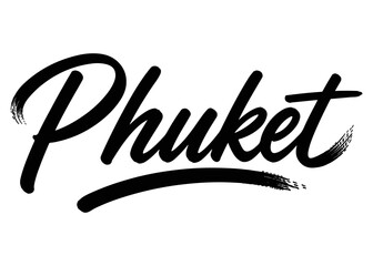 Obraz premium Phuket city name. Vector city name brush on a white background