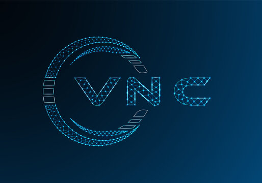 VNC low poly letter logo vector design. VNC lower poly logo design. Low poly logo.