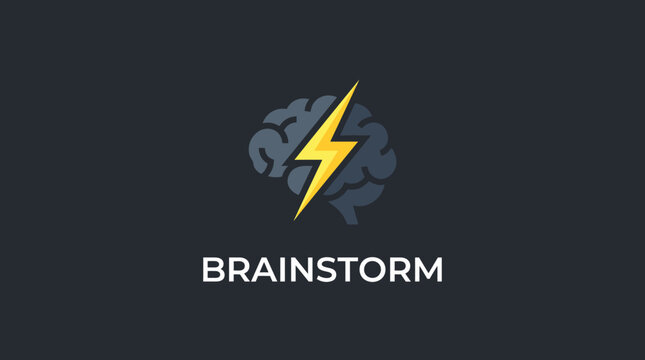 Brainstorm concept with lightning bolt logo.