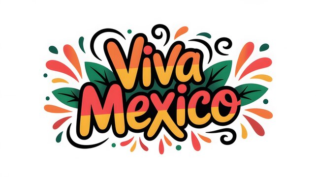 Viva mexico colorful hand lettering design with typography lettering colorful celebration