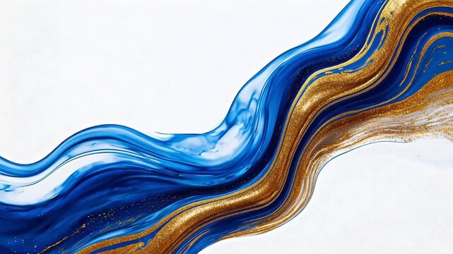 Blue and gold fluid art design