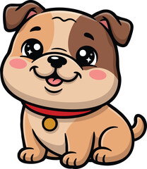 Obraz premium Adorable Bulldog Pup Illustration on transparent background