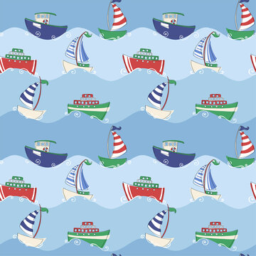 seamless pattern with christmas ship