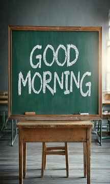 Good morning text on chalk baord
