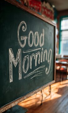 Good morning text on chalk baord