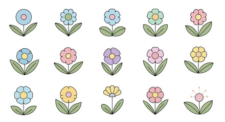Colorful cartoon flowers set © MohammadMasud