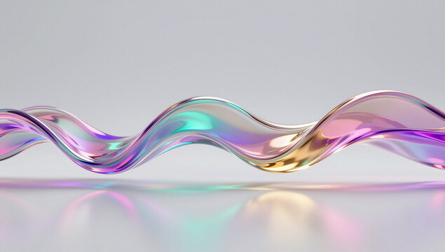 Futuristic Iridescent Glass Wave Abstract Background