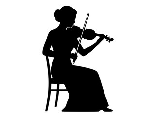 Fototapeta premium Silhouette of a Female Violinist Playing Classical Music while Sitting
